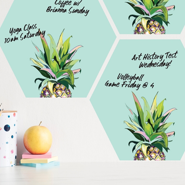 Picture of Pineapple Crown Dry Erase Hexagon Peel and Stick Wall Decals