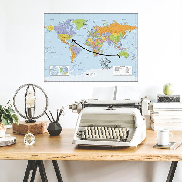 Picture of Dry Erase Map Of The World Peel and Stick Giant Wall Decal