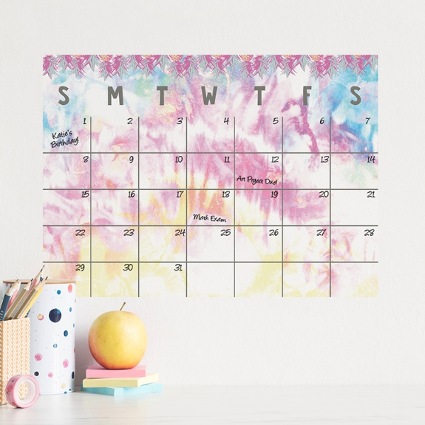 Picture of Tie Dye Dry Erase Calendar Peel and Stick Giant Wall Decal