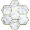 Picture of Cararra Marble And Gold Large Hexagon Peel and Stick Backsplash