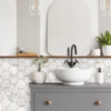 Picture of Cararra Marble And Gold Large Hexagon Peel and Stick Backsplash