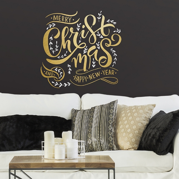 Picture of Merry Christmas Peel and Stick Giant Wall Quote Decals with Metallic Ink