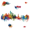 Picture of New York City Watercolor Skyline Peel and Stick Giant Wall Decals