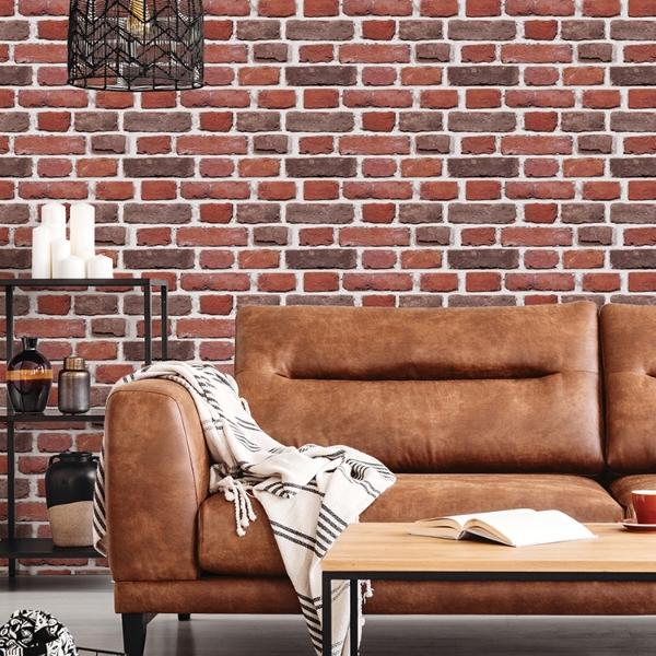 Picture of Red Brick Peel and Stick Giant Wall Decals