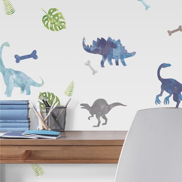 Picture of Watercolor Dinosaur Peel and Stick Wall Decals