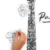 Picture of Eiffel Tower Sketch Peel and Stick Giant Wall Decals