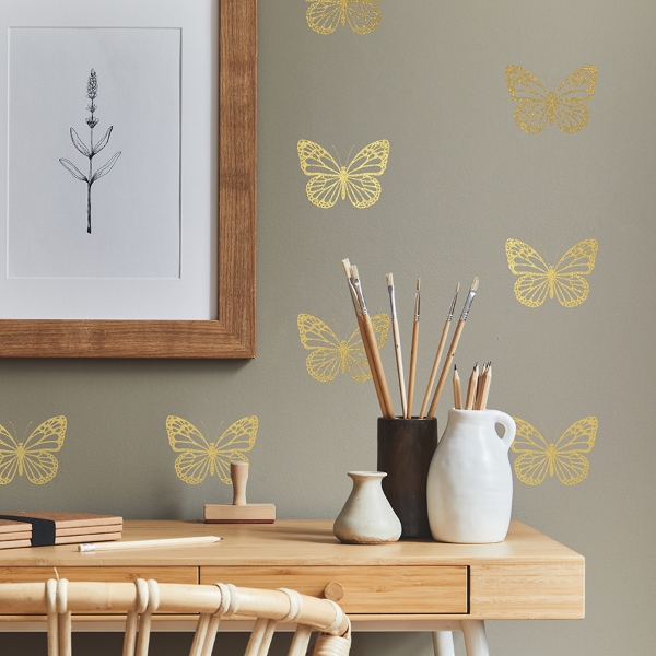 Picture of Gold Butterfly Peel And Stick Wall Decals