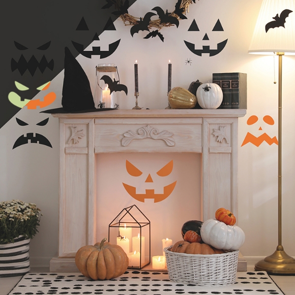 Picture of Halloween Pumpkin Faces Peel and Stick Wall Decals