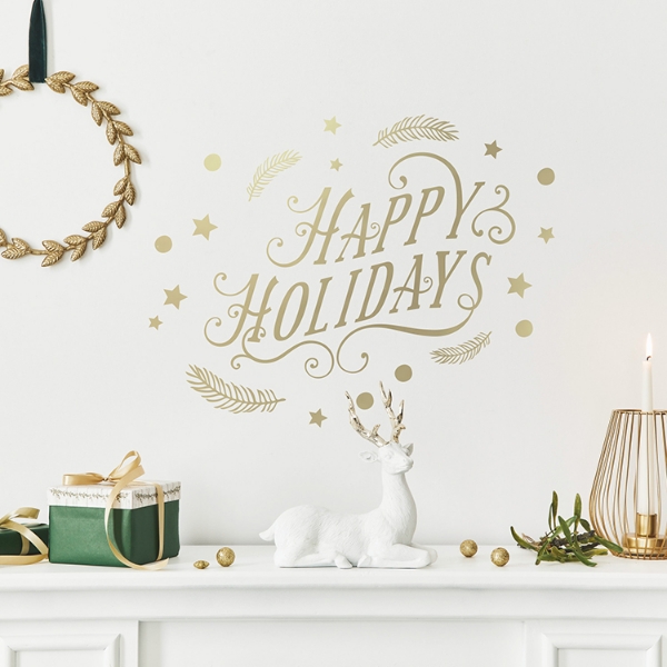 Picture of Happy Holidays Peel And Stick Wall Decals With Metallic Ink