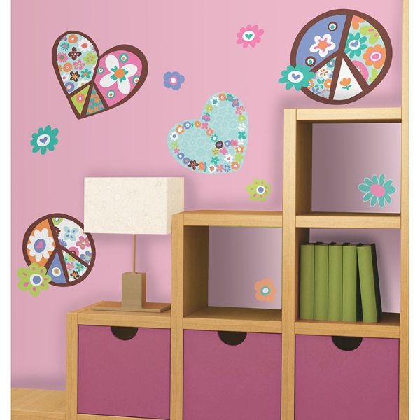 Picture of Hearts and Peace Signs Giant Wall Decals