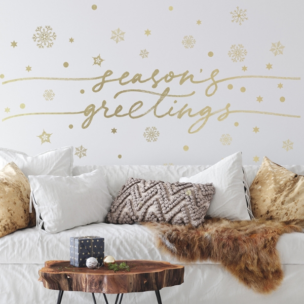 Picture of Seasons Greetings Peel And Stick Wall Decals With Metallic Ink