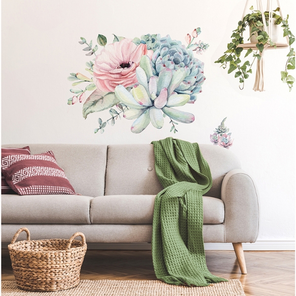 Picture of Watercolor Floral Succulents Peel and Stick giant Wall Decals