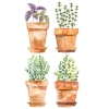 Picture of Watercolor Potted Herbs Peel and Stick Wall Decals