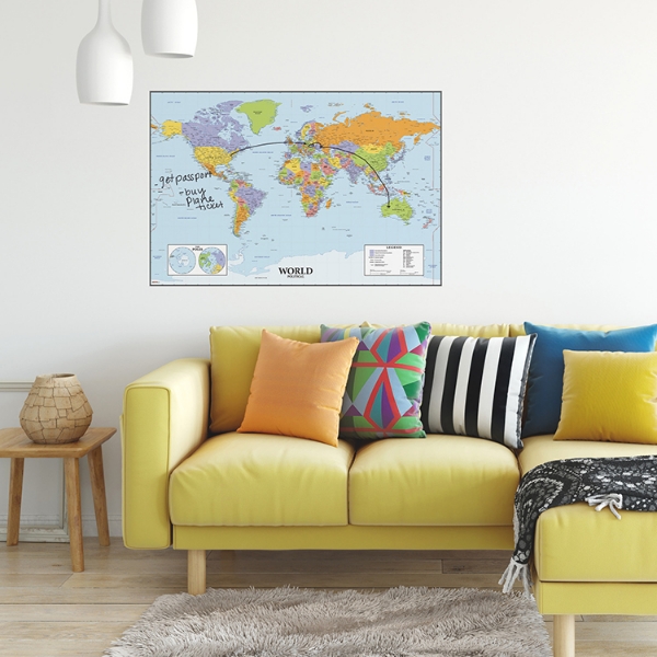 Picture of Dry Erase World Map Giant Wall Decal