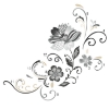 Picture of Black and White Flower Scroll Peel and Stick Giant Wall Decals