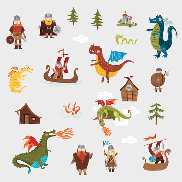 Picture of Dragons and Vikings Wall Decals