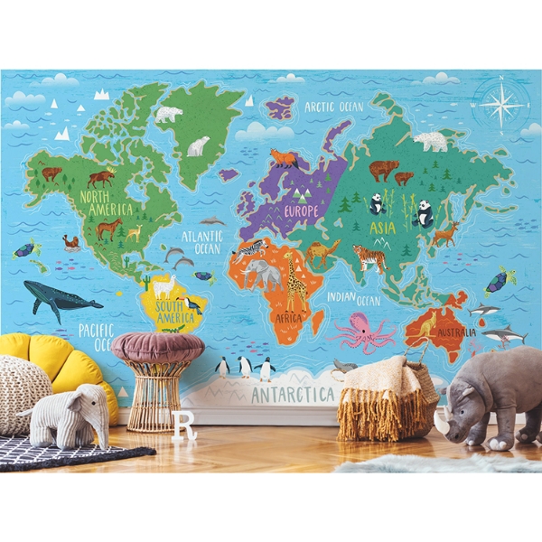 Picture of World Map Peel and Stick Wallpaper Mural