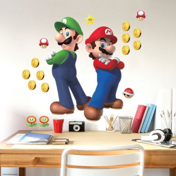 Picture of Super Mario Luigi And Mario Giant Peel & Stick Wall Decals