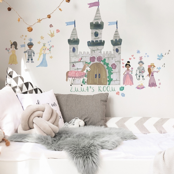 Picture of Princess And Knight Castle Peel And Stick Giant Wall Decal With Alphabet