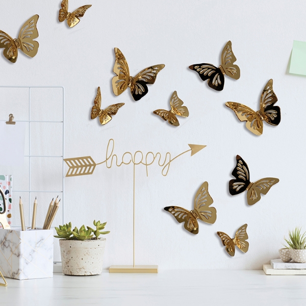 Picture of 3D Gold Butterflies Peel & Stick Mirrors