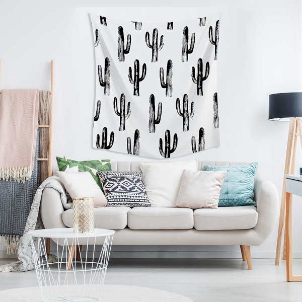 Picture of Black & White Cactus Tapestry