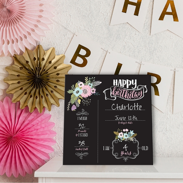 Picture of Floral Birthday Chalkboard