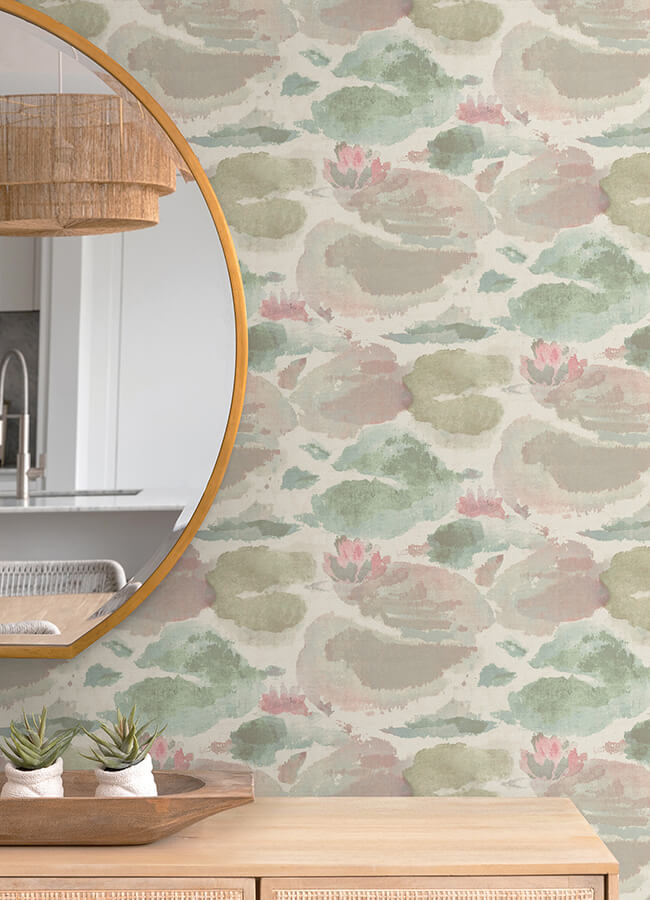 NUS6418 - Water Lily Blush and Teal Peel and Stick Wallpaper - by ...