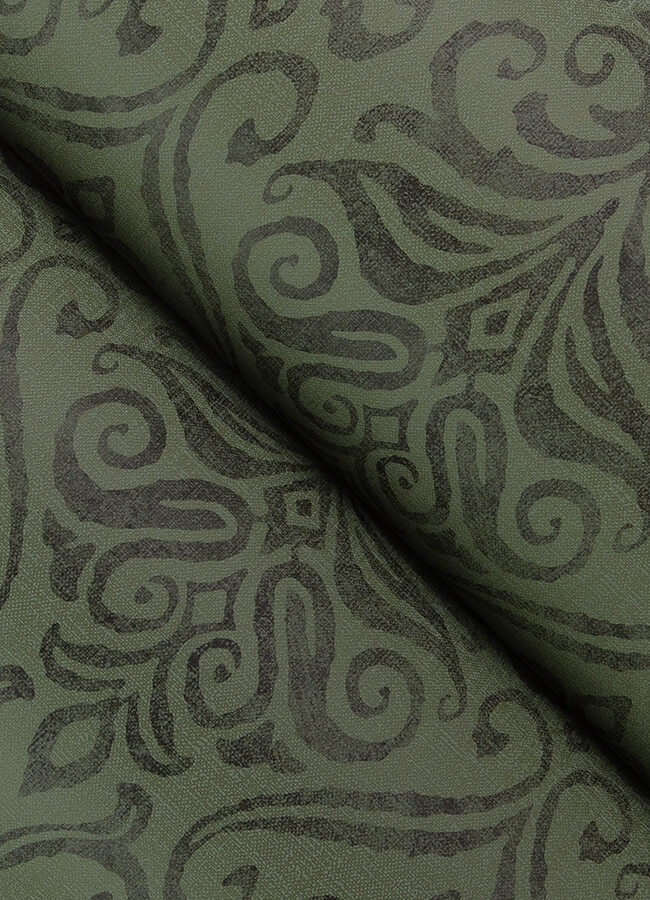 York Wallcoverings. 4148-27440 - Adavu Dark Green Damask Wallpaper - by ...