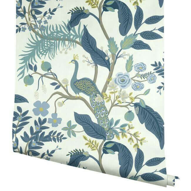York Wallcoverings. Blue & White Peacock Wallpaper | Rifle Paper Co.