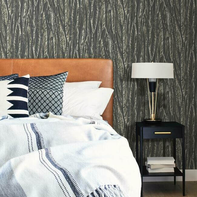 York Wallcoverings. Black Native Leaves Wallpaper | Antonina Vella