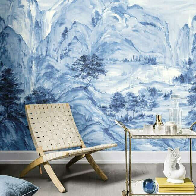 York Wallcoverings. Blue Misty Mountain Wall Mural | Ronald Redding Designs