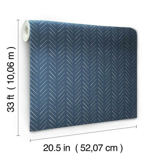York Wallcoverings. White On Navy Pick-Up Sticks Wallpaper | Magnolia Home