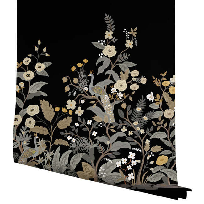 York Wallcoverings. Black Peacock Mural | Rifle Paper Co.