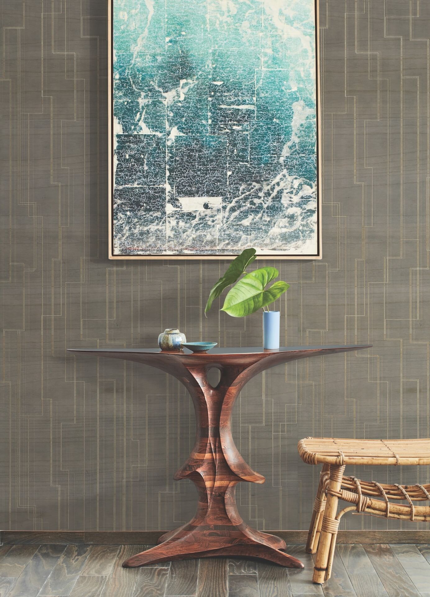 York Wallcoverings. Mink Inlay Line Wallpaper | Ronald Redding Designs