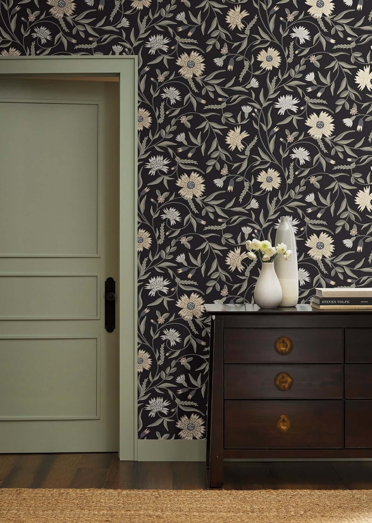 York Wallcoverings. Black Aster Wallpaper | Rifle Paper Co.
