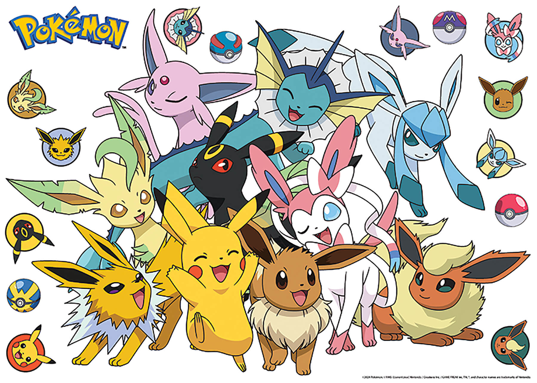Pokémon Eevee Evolutions Multicolor Wall Decals