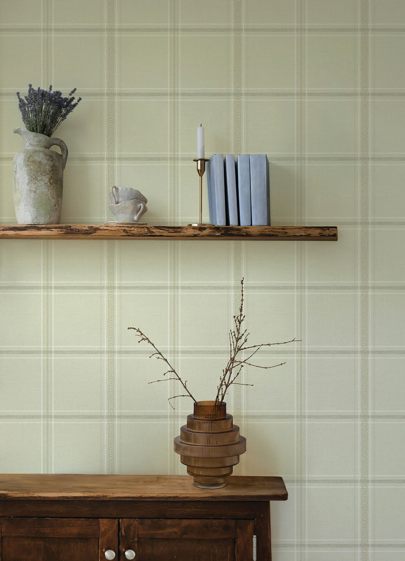 York Wallcoverings. 4169-27607 - Auberge Ivory Plaid Wallpaper - by ...