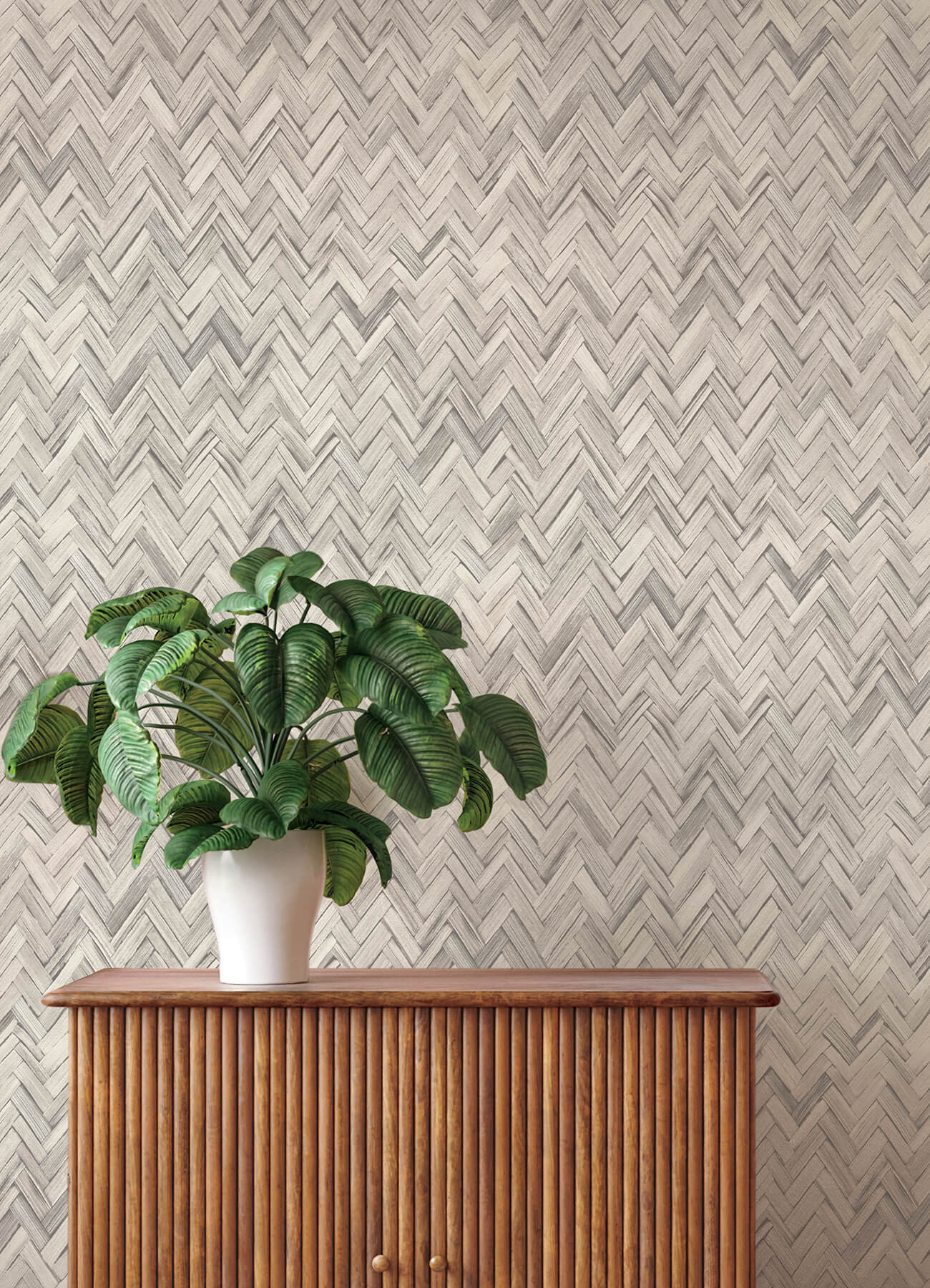 View of 4202-410365 - Ellery Light Grey Herringbone Wallpaper - by A-Street Prints