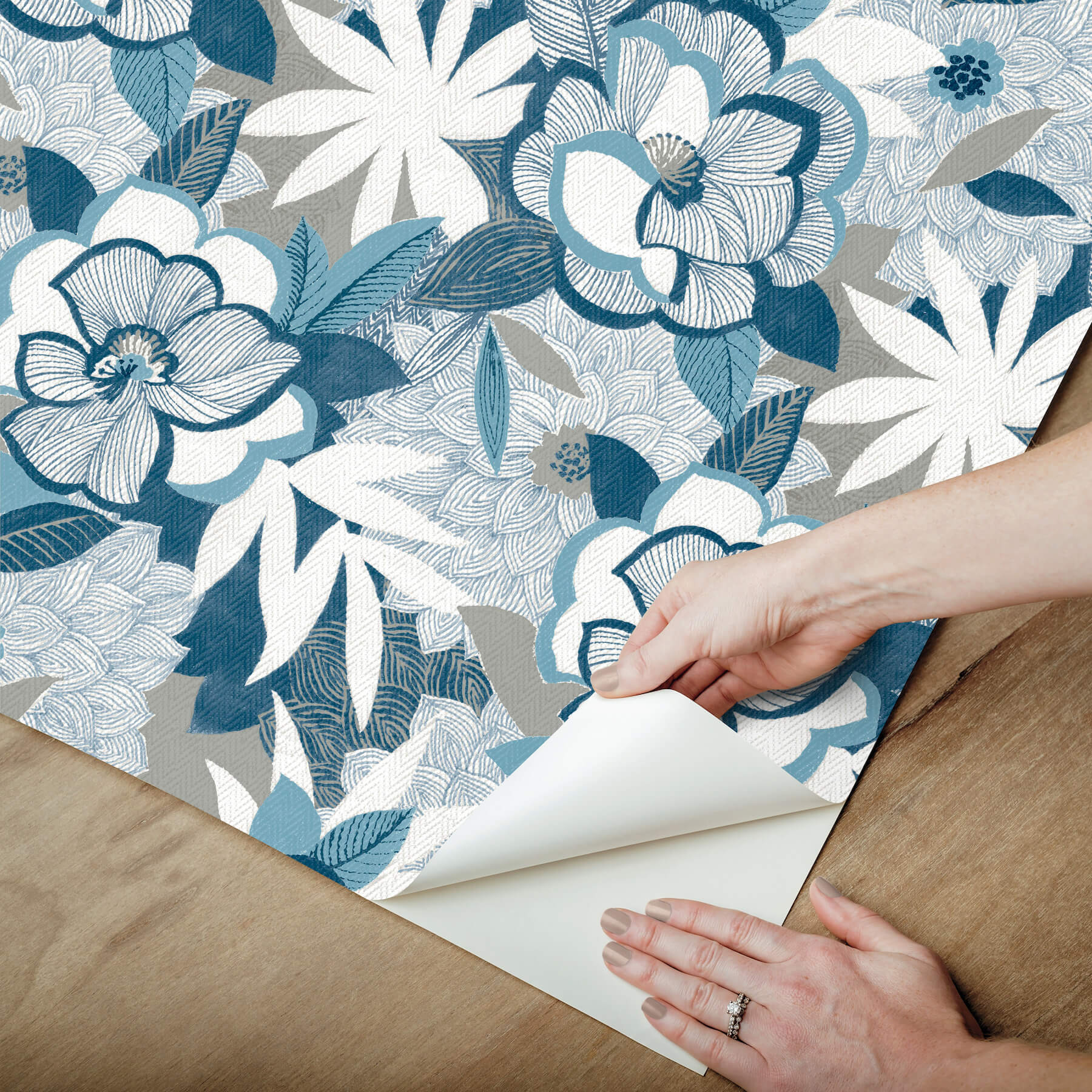 Blue Floral Peel And Stick Wallpaper