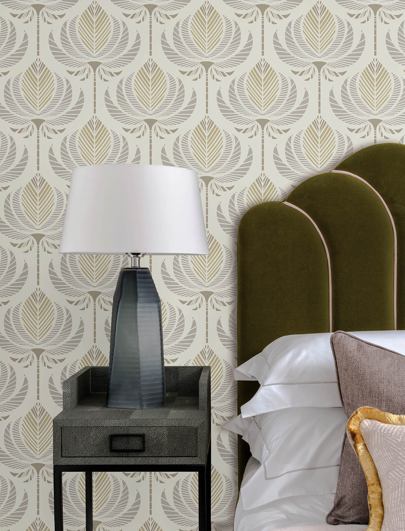 York Wallcoverings. 4198-27832 - Ferrenby Metallic Floral Fan Wallpaper ...