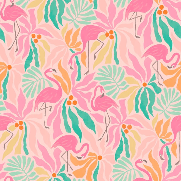 Picture of Flamingo Fun Pink and Green Peel and Stick Wallpaper