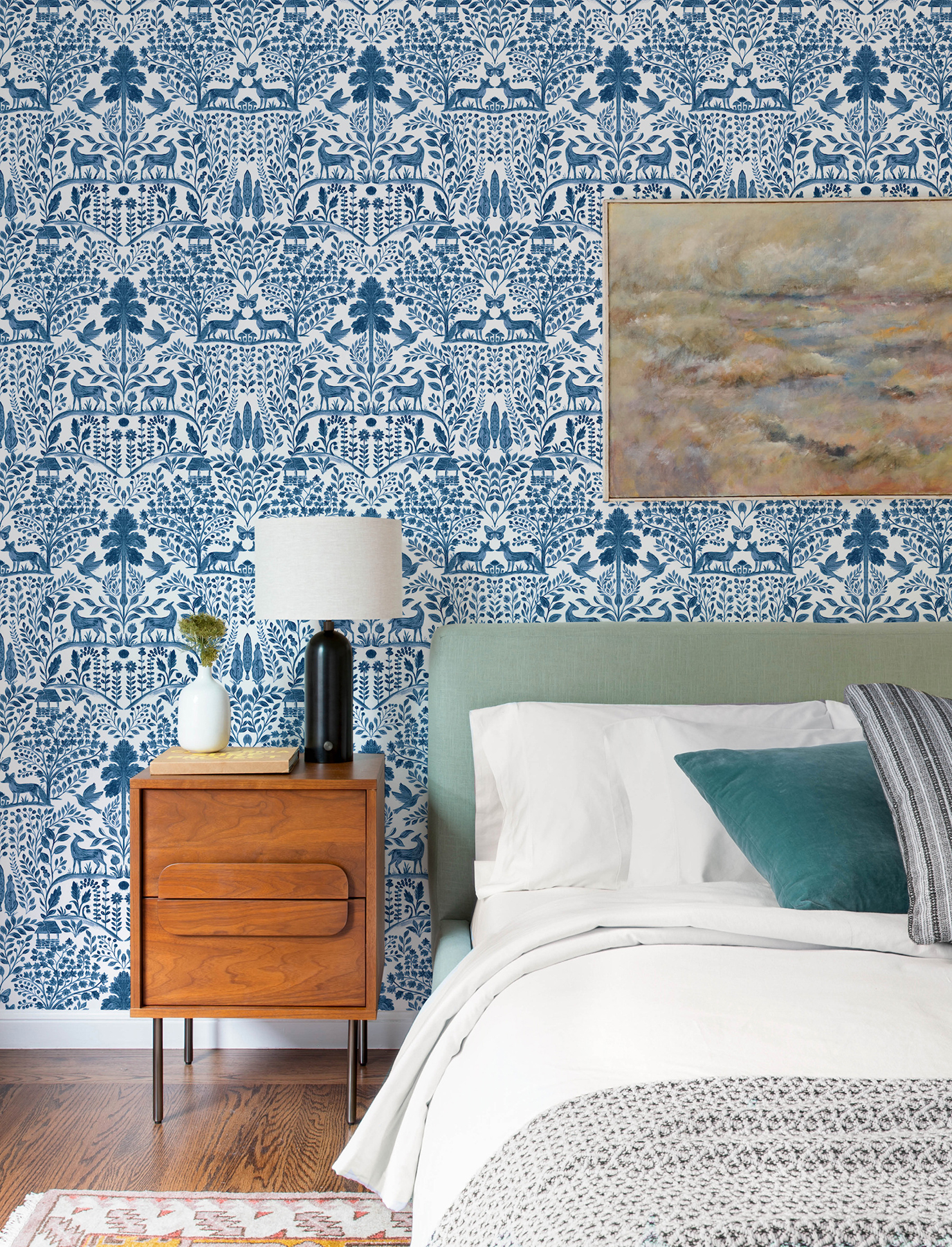 4197-84003 - Anoki Blue Scenic Woodlands Wallpaper - by A-Street Prints