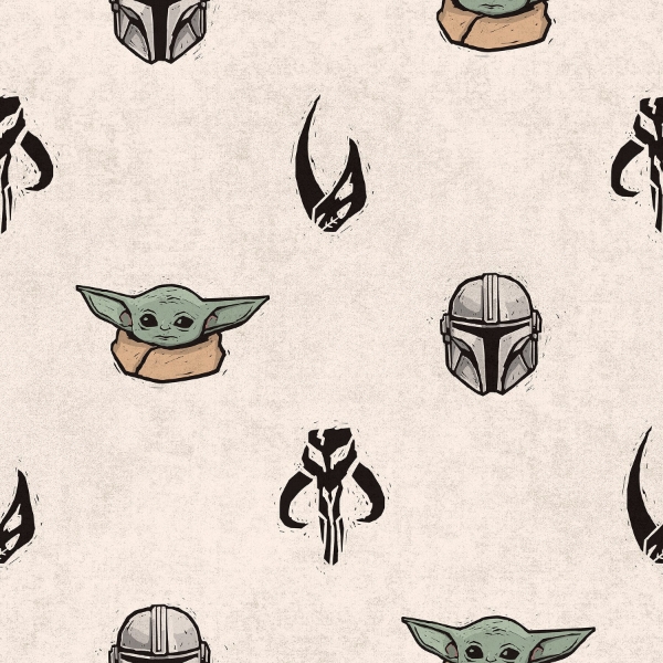 Picture of Star Wars The Mandalorian and Grogu Cream Peel and Stick Wallpaper