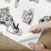 Picture of Star Wars The Mandalorian and Grogu Linocut Black Peel and Stick Wallpaper