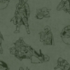 Picture of Star Wars The Mandalorian and Grogu Linocut Green Peel and Stick Wallpaper