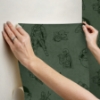 Picture of Star Wars The Mandalorian and Grogu Linocut Green Peel and Stick Wallpaper