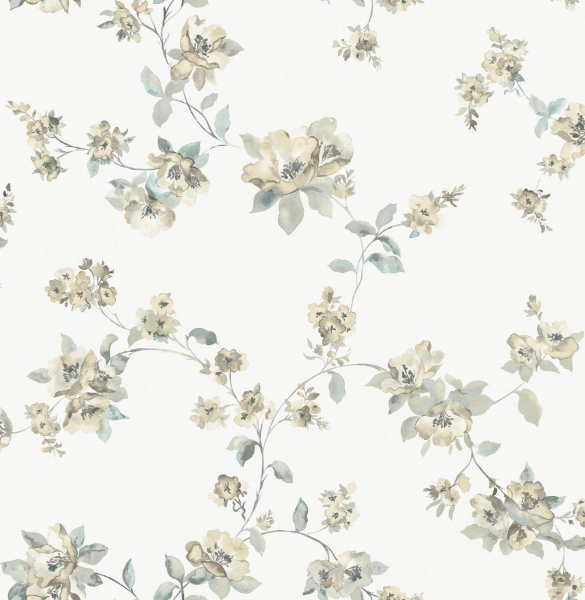 Picture of Festival Floral Aqua Trailing Wallpaper