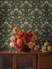 Picture of Edith Green Floral Damask Wallpaper