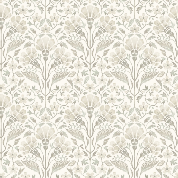 Picture of Edith Neutral Floral Damask Wallpaper