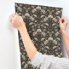Picture of Edith Black Floral Damask Wallpaper